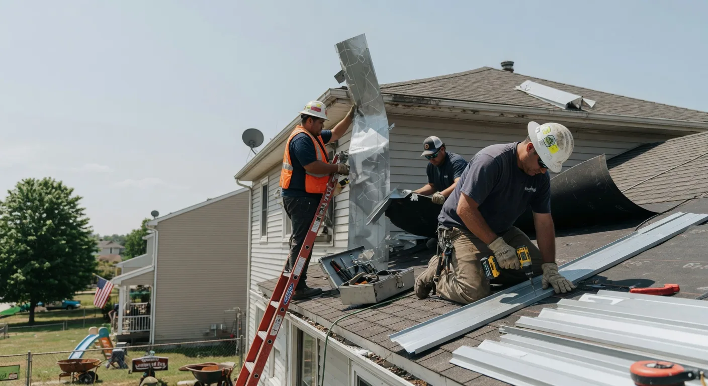Storm Damage Metal Roof Repair in Line Lexington, PA